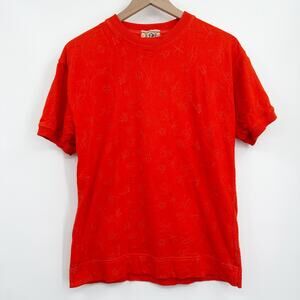 Gene Ewing Bis Bis Vintage Embroidered T-Shirt‎ Orange Red Small / Medium